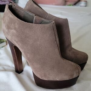 SCHUTZ Tan Suede Platform Heeled Boots